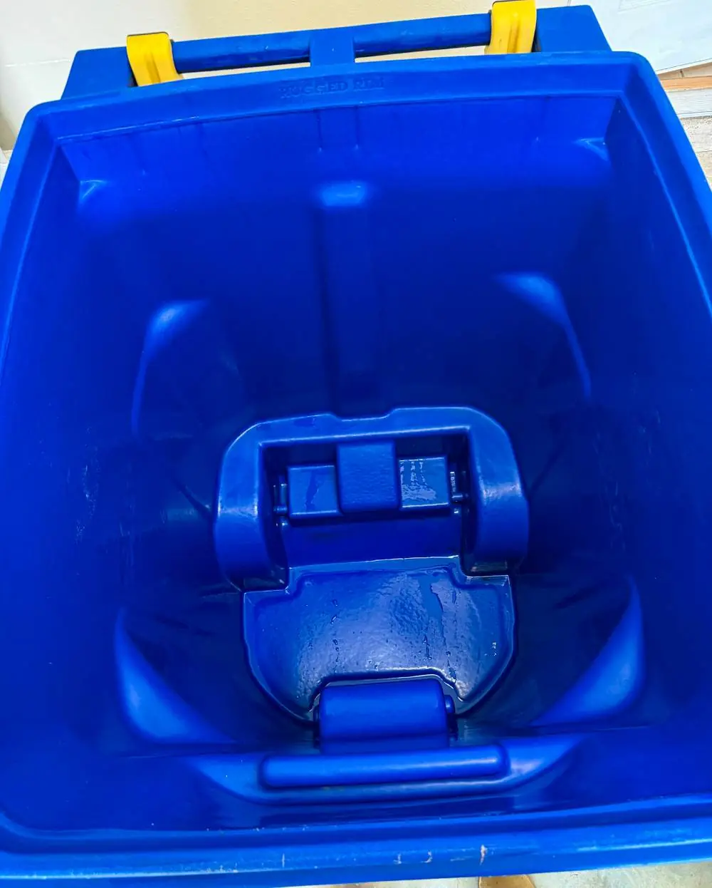 Inside of a trash bin after Hill Bros Bin Cleaning service, spotless and sanitized