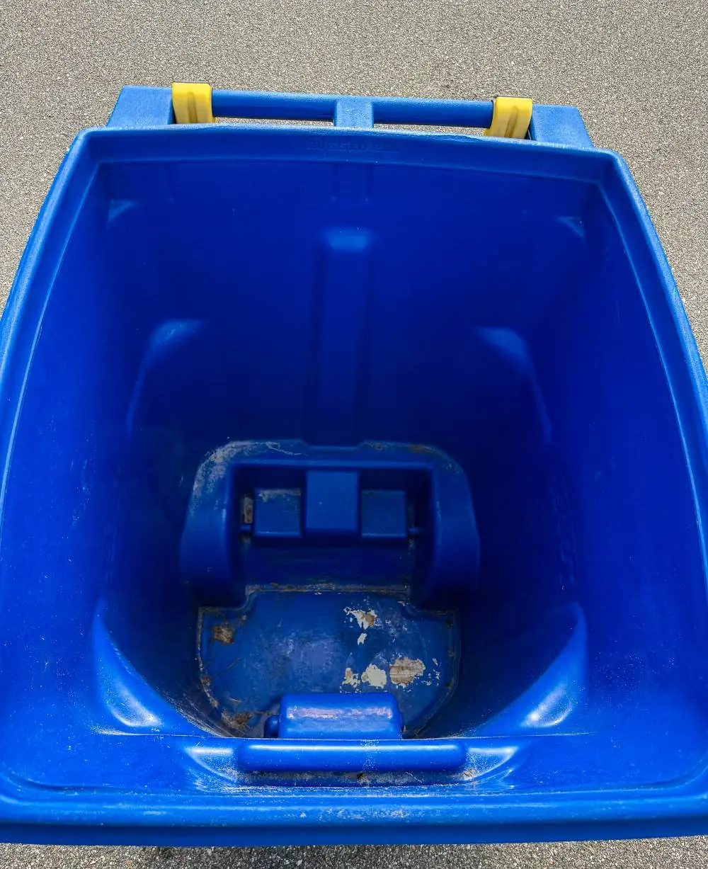 Inside of a trash bin before Hill Bros Bin Cleaning service